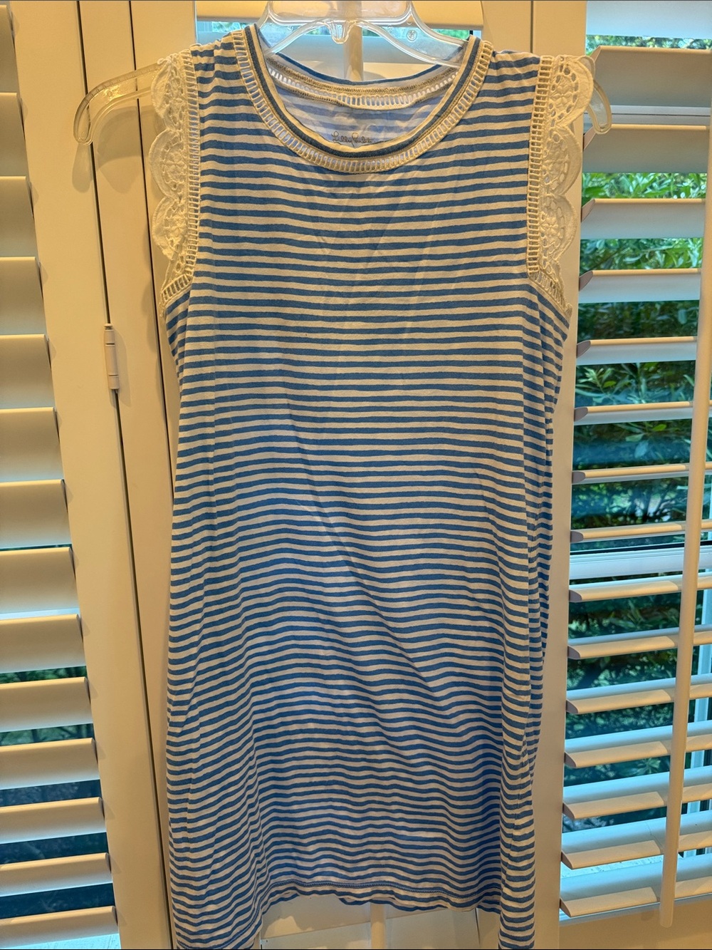 Lilly Pulitzer Agee Shift Dress in Zanzibar Blue and White Beach Happy Stripe